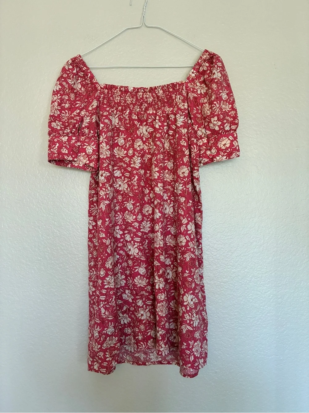 J Crew 99% Cotton Women's Pink, White, Gold Floral Babydoll Coquette Style Dress